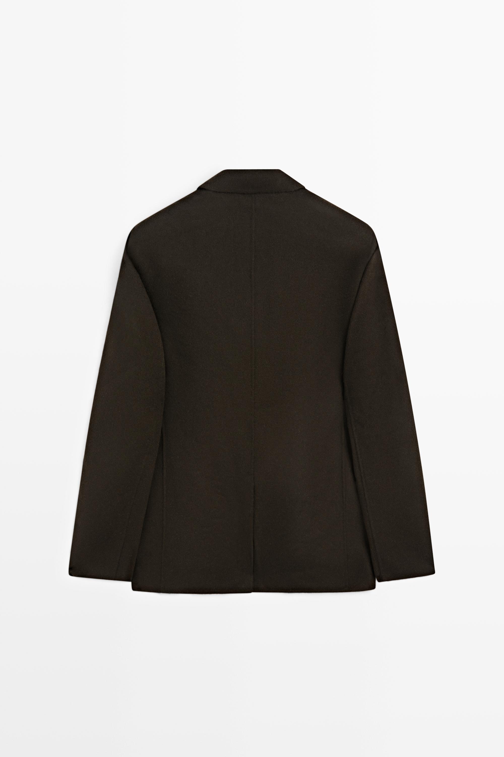Double-layer wool blend blazer